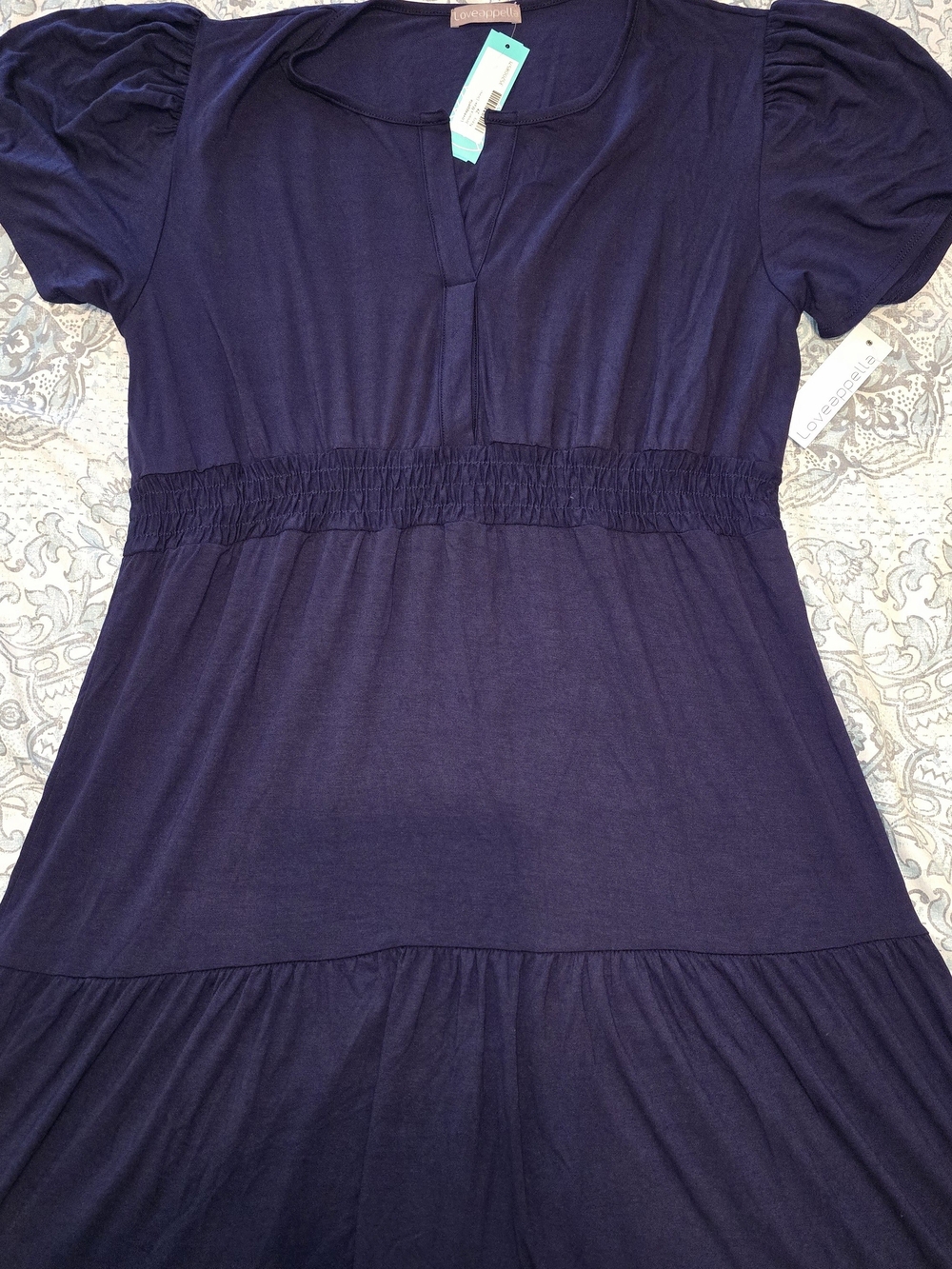 New Navy Blue Smocked Waist Maxi Dress 2X